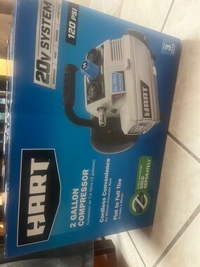HART 2 Gallon 20V Cordless Air Compressor - Blue/White